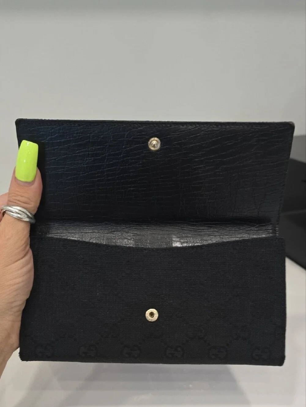 Gucci Black Wallet with Green & Red Web and Gold Buckle